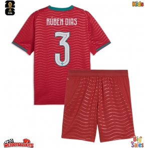 Portugal Ruben Dias #3 Replica Home Stadium Kit for Kids World Cup 2026 Short Sleeve (+ pants)